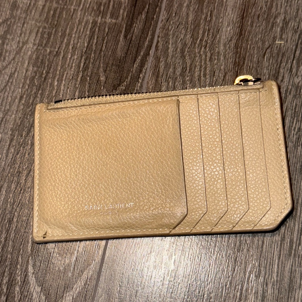 Saint Laurent Tan Leather Card Holder